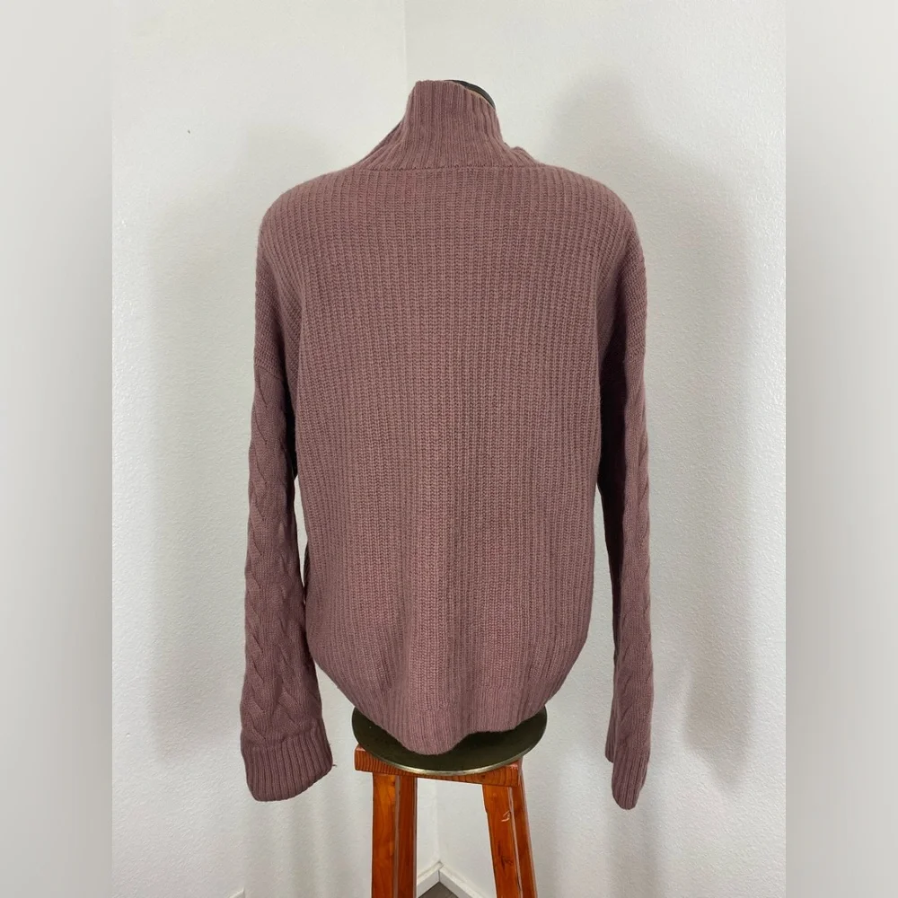 Gentle Herd Women’s Sweater M Slouch Turtle Neck In Mauve Cable Sleeve Yak Wool - Picture 15 of 15
